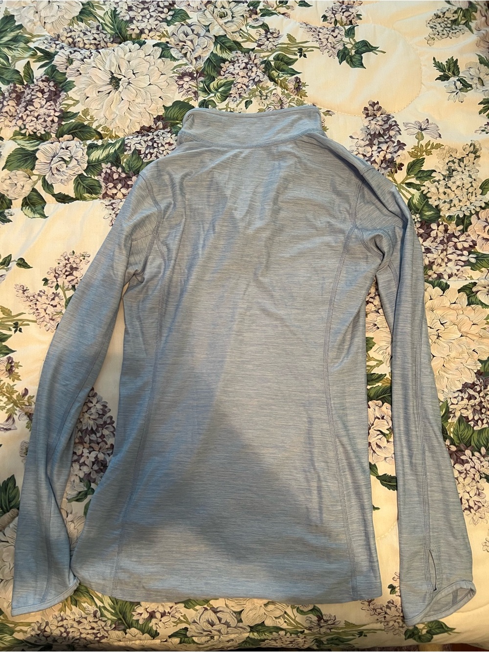 The North Face Women’s Blue Heathered 1/4 Zip Mock Neck Stretch Top SM - Picture 2 of 3